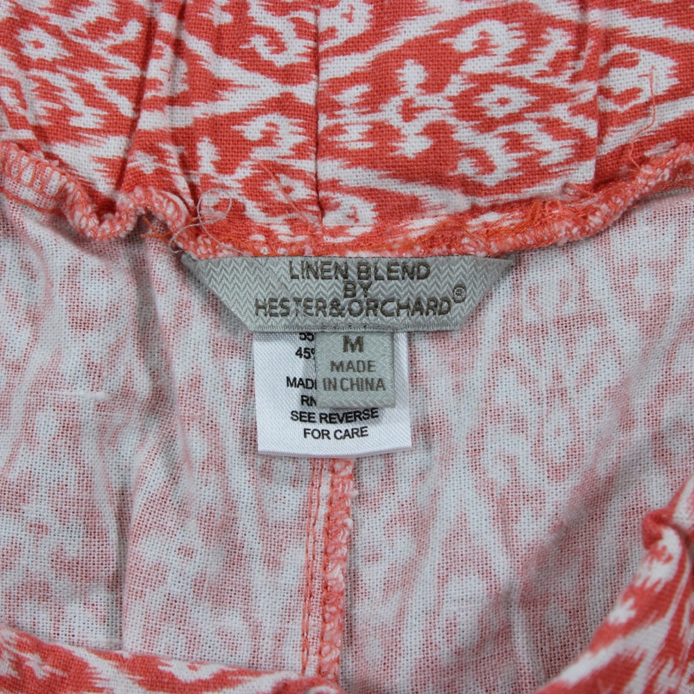 Hester & Orchard Womens Pink Ikat Linen Blend Elastic Waist Shorts Size Medium - Picture 2 of 10